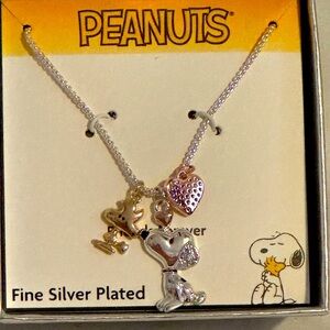 Peanuts Necklace silver plated Snoopy Charms